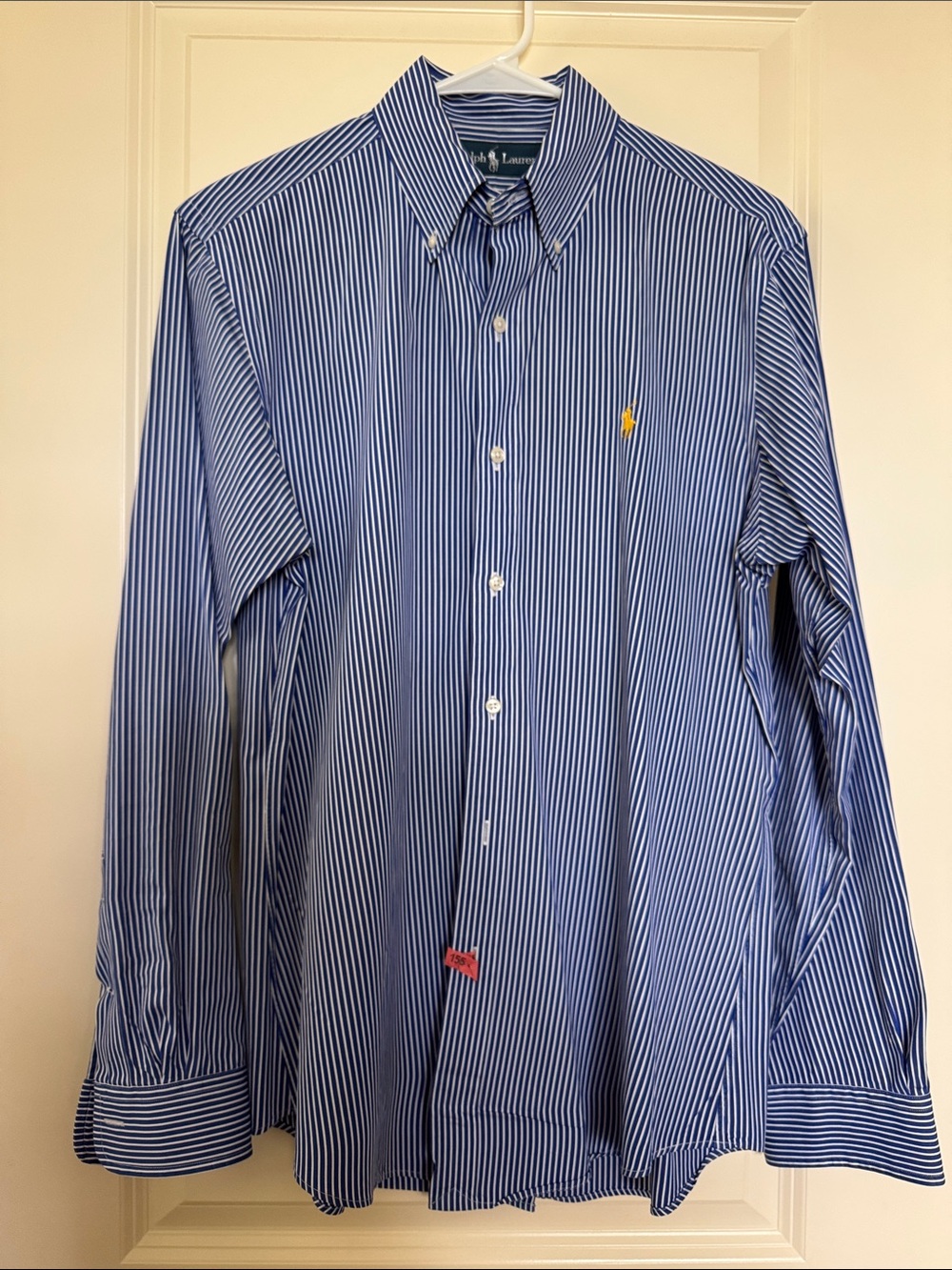 Ralph Lauren Polo Blue and White Striped Button-Down Dress Shirt